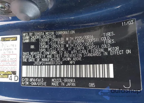 2004 Toyota Highlander V6 z USA, uszkodzony, nr VIN JTEDP21A440012024